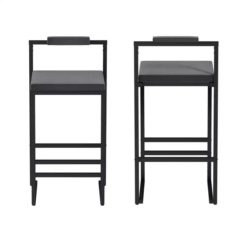 Lot de 2 tabourets de bar en velours rembourrés, tabourets de comptoir de cuisine modernes à hauteur de comptoir avec assise carrée pour îlot de cuisine, salle à manger