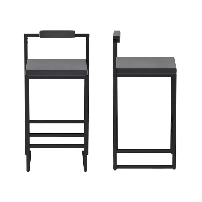 Lot de 2 tabourets de bar en velours rembourrés, tabourets de comptoir de cuisine modernes à hauteur de comptoir avec assise carrée pour îlot de cuisine, salle à manger