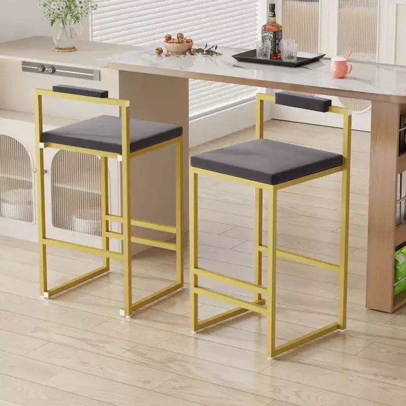 Lot de 2 tabourets de bar en velours rembourrés, tabourets de comptoir de cuisine modernes à hauteur de comptoir avec assise carrée pour îlot de cuisine, salle à manger