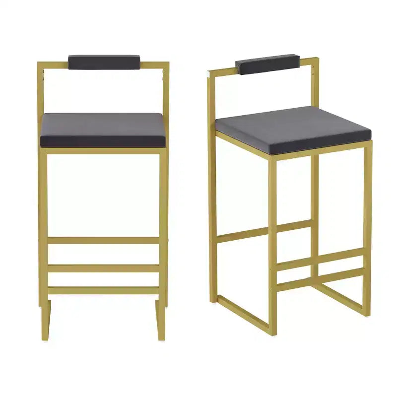 Lot de 2 tabourets de bar en velours rembourrés, tabourets de comptoir de cuisine modernes à hauteur de comptoir avec assise carrée pour îlot de cuisine, salle à manger