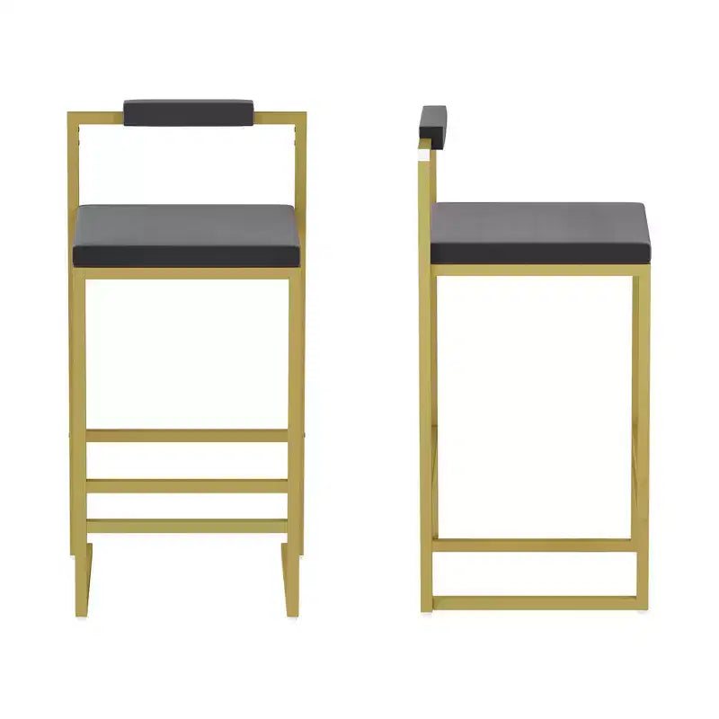 Lot de 2 tabourets de bar en velours rembourrés, tabourets de comptoir de cuisine modernes à hauteur de comptoir avec assise carrée pour îlot de cuisine, salle à manger