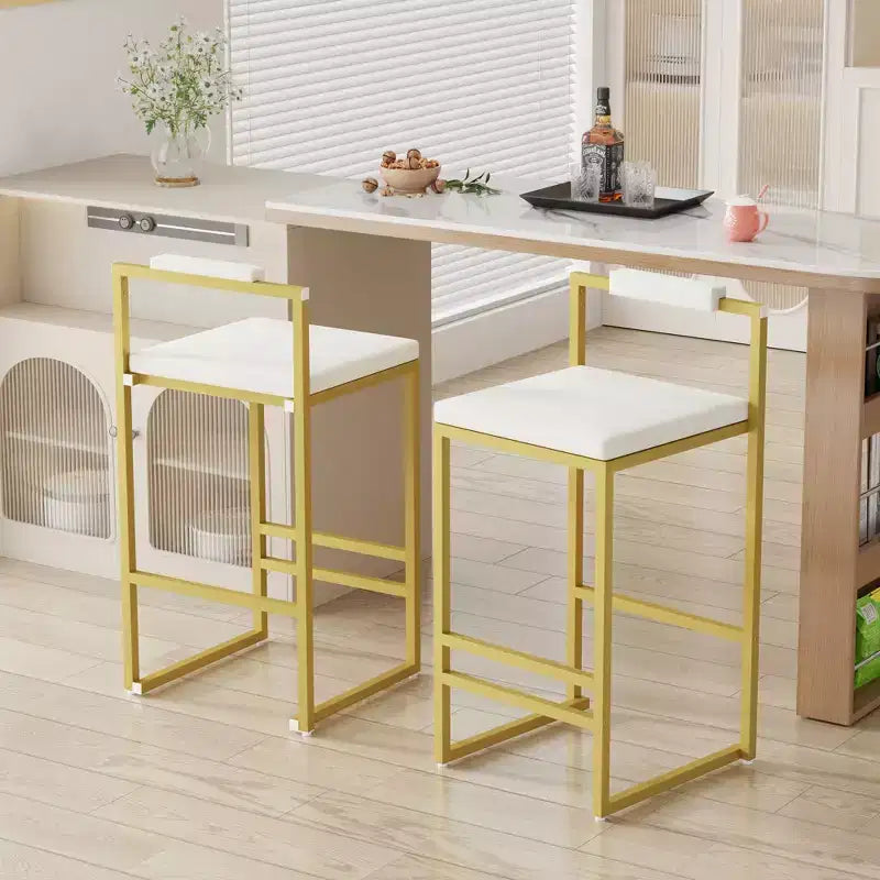 Okak Upholstered Velvet Bar Stools Set of 2, Modern Kitchen Counter Height Stools with Square Seat for Kitchen Island, Dining Room