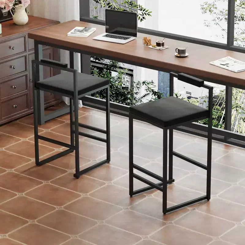 Upholstered Velvet Bar Stools Set of 2, Modern Kitchen Counter Height Stools with Square Seat for Kitchen Island, Dining Room