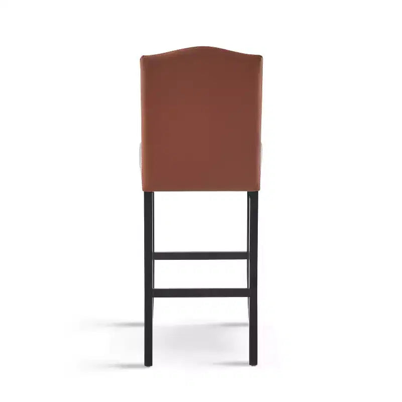 Tabourets de bar modernes minimalistes de hauteur comptoir, lot de 2, en similicuir PU avec dossier en hévéa