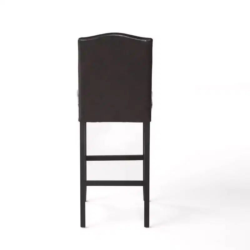 Tabourets de bar modernes minimalistes de hauteur comptoir, lot de 2, en similicuir PU avec dossier en hévéa