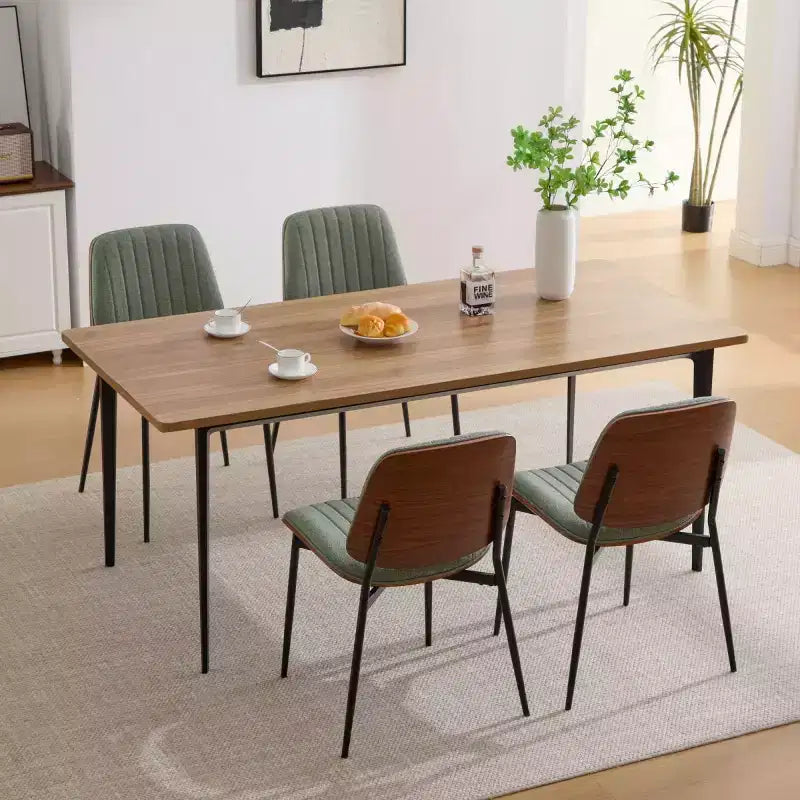 Chaise de salle à manger capitonnée Mid-Century Modern avec dossier incurvé et pieds en métal, sièges de cuisine et de salle à manger