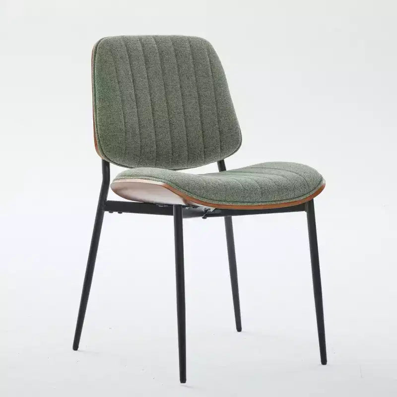 Chaise de salle à manger capitonnée Mid-Century Modern avec dossier incurvé et pieds en métal, sièges de cuisine et de salle à manger