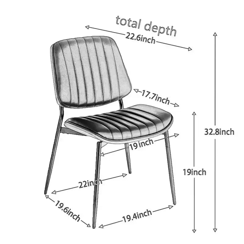 Chaise de salle à manger capitonnée Mid-Century Modern avec dossier incurvé et pieds en métal, sièges de cuisine et de salle à manger
