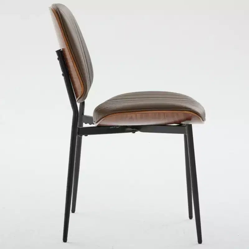 Chaise de salle à manger capitonnée Mid-Century Modern avec dossier incurvé et pieds en métal, sièges de cuisine et de salle à manger