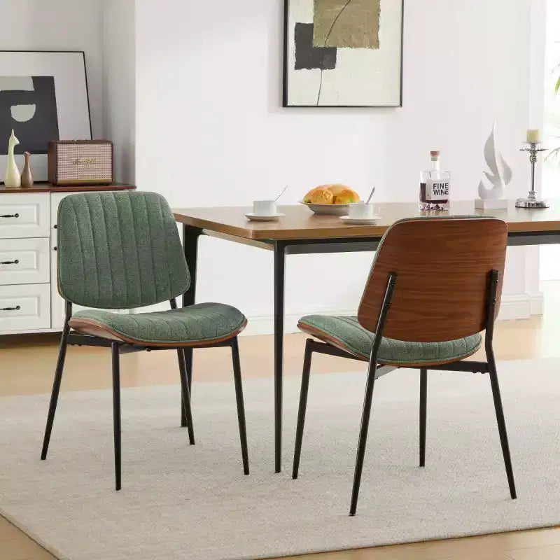 Chaise de salle à manger capitonnée Mid-Century Modern avec dossier incurvé et pieds en métal, sièges de cuisine et de salle à manger
