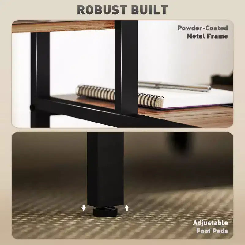 Bureau informatique, bureau pour unité centrale avec support d'écran, étagère réversible à 4 niveaux, bureau d'écriture industriel pour salle d'étude