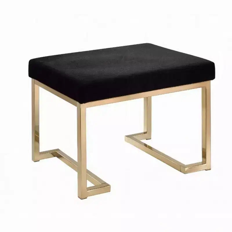Pouffe, tissu noir et or