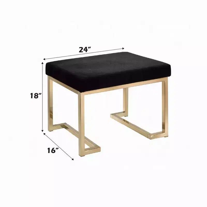 Pouffe, tissu noir et or