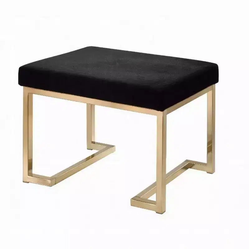 Ottoman, Black Fabric & Gold