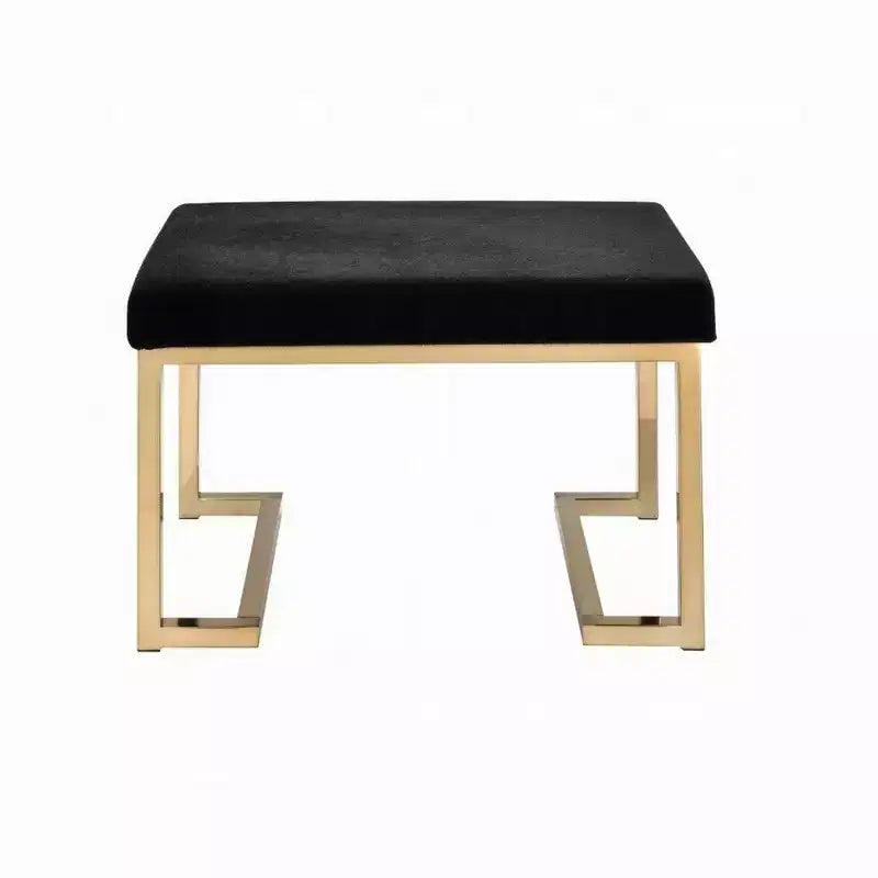 Pouffe, tissu noir et or