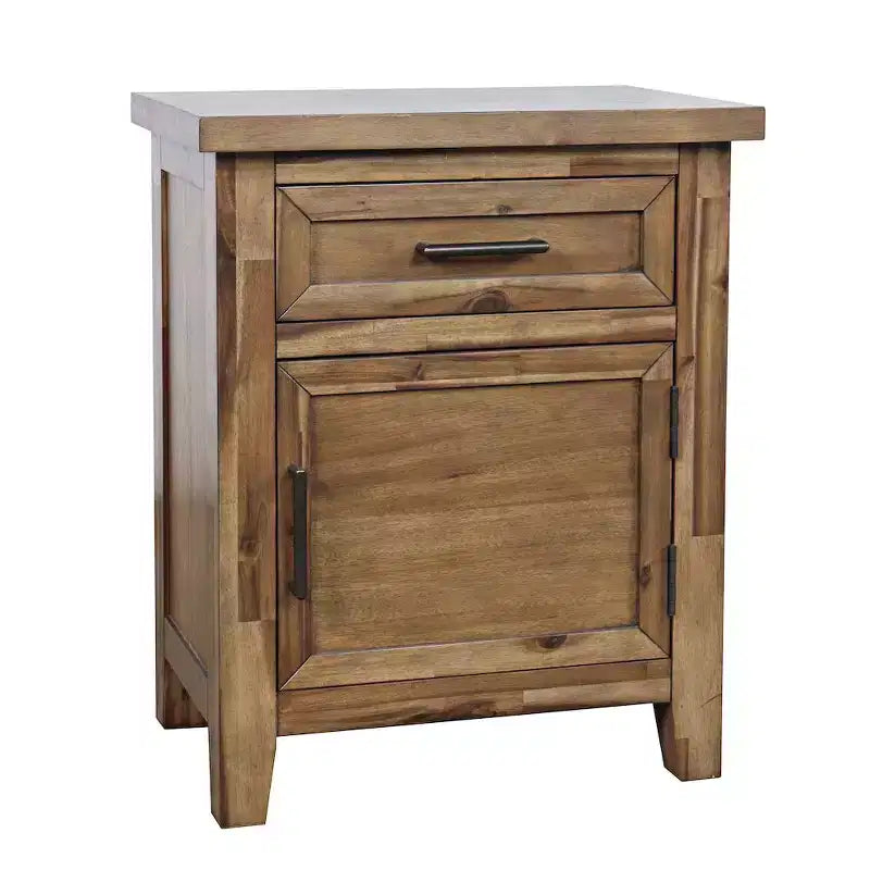 Claremont Transitional Rustic Wood Accent End Table with Storage