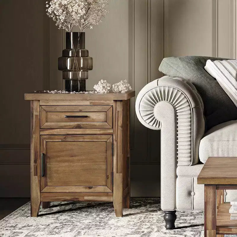 Table d'appoint rustique en bois Claremont avec rangement