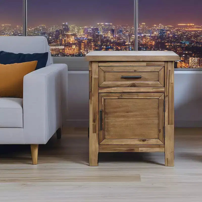 Table d'appoint rustique en bois Claremont avec rangement