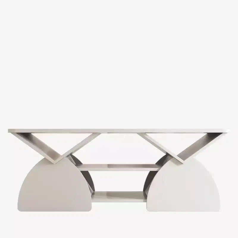 Indigo Modern Rounded Corner Rectangular Coffee Table with Open Shelves