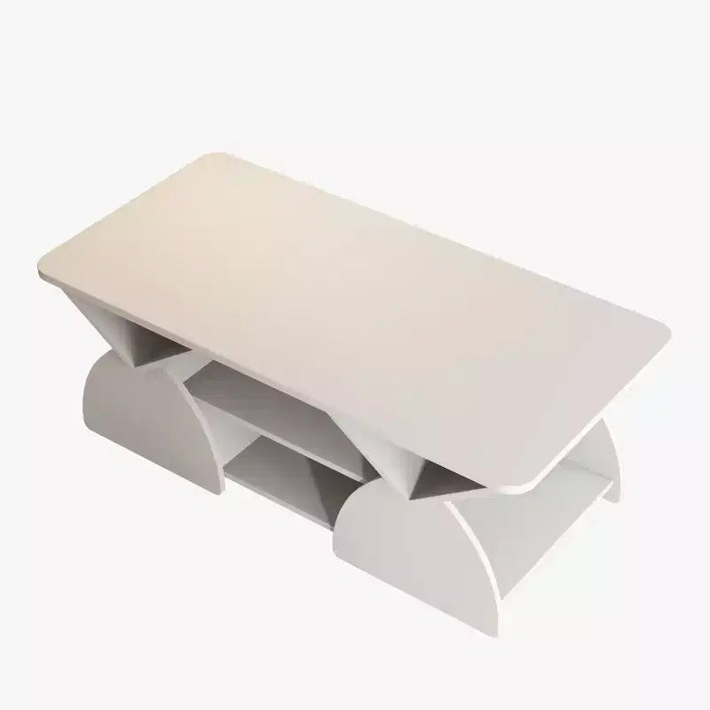 Table basse rectangulaire Indigo à bords arrondis avec étagères ouvertes