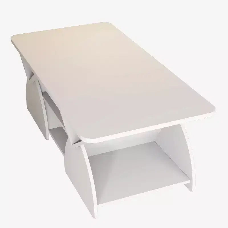 Table basse rectangulaire Indigo à bords arrondis avec étagères ouvertes