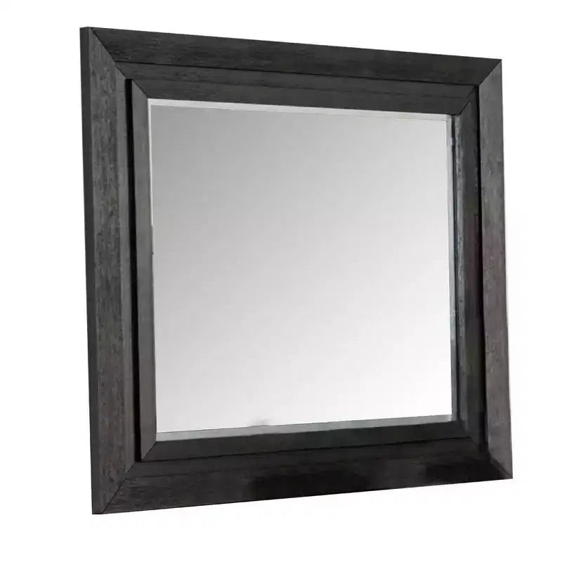 Dresser Mirror, Black Solid Wood, Rectangular Silhouette, 40x46