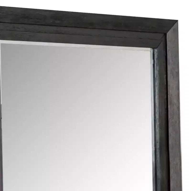 Dresser Mirror, Black Solid Wood, Rectangular Silhouette, 40x46