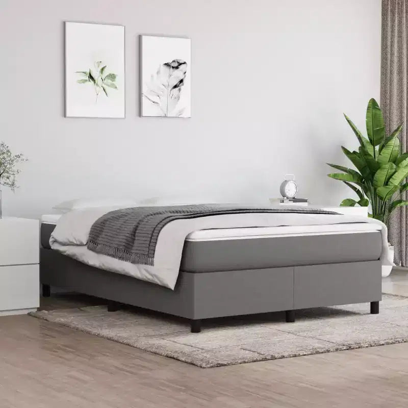 Bed Frame Dark Grey Polyester Full Modern Bed Frame