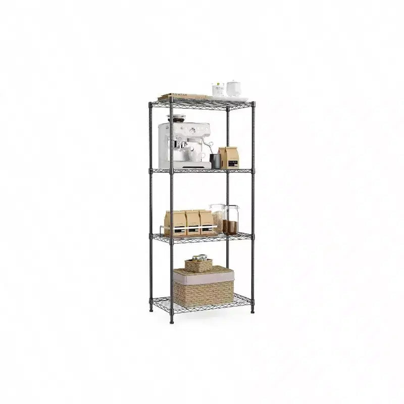 4 - Tier Black Steel Storage Shelves Heavy Duty Utility Wire Rack OrganizerHome 1000 lbs 13 inch Dx 23.6 inch Wx 53.4 inch H