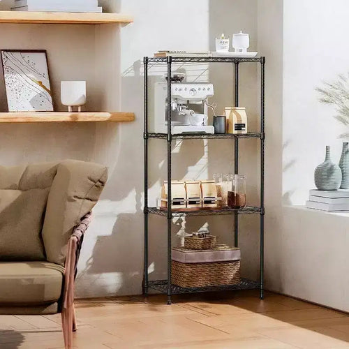 Étagères de rangement en acier noir à 4 niveaux, fil utilitaire robuste, organisateur de rack, maison, 453,6 kg, 33 cm P x 60 cm L x 135,6 cm H