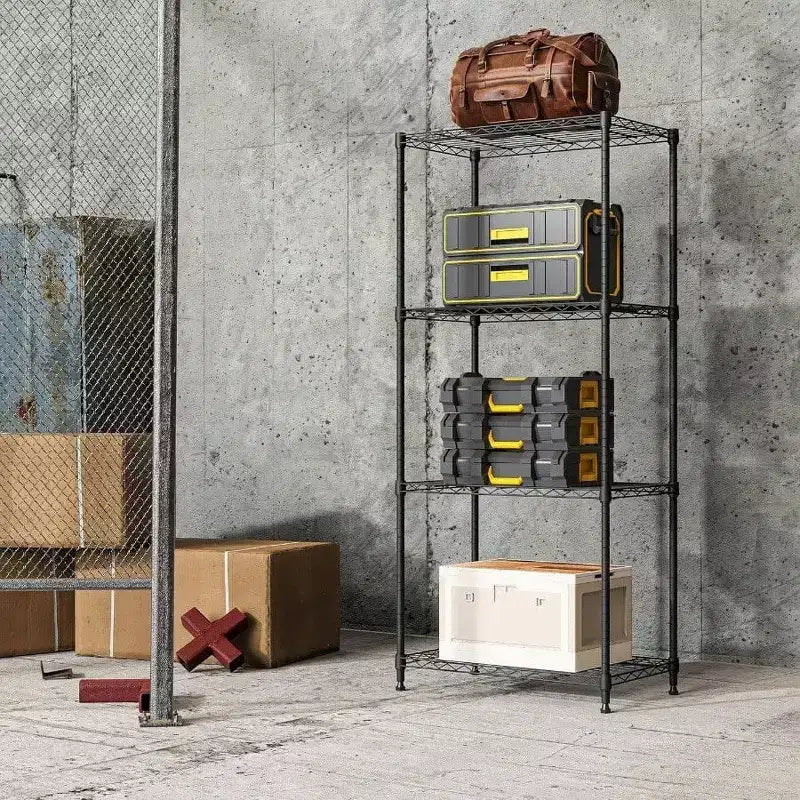 Étagères de rangement en acier noir à 4 niveaux, fil utilitaire robuste, organisateur de rack, maison, 453,6 kg, 33 cm P x 60 cm L x 135,6 cm H