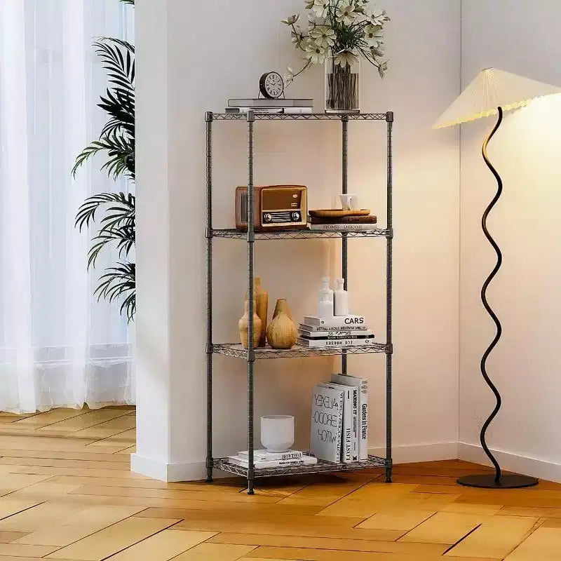 Étagères de rangement en acier noir à 4 niveaux, fil utilitaire robuste, organisateur de rack, maison, 453,6 kg, 33 cm P x 60 cm L x 135,6 cm H