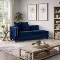 Royal Hampton 58 Inch One Arm Reversible Chaise, 2 Pillows, Nailhead Trim, Indigo