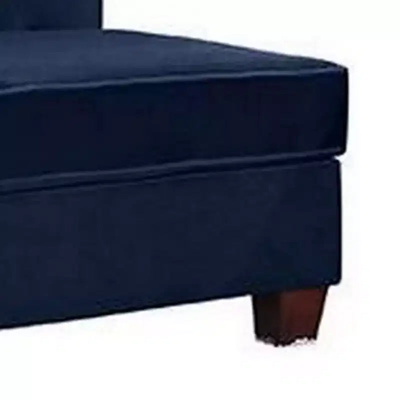 Chaise réversible 58 po à un bras, 2 oreillers, garniture cloutée, indigo
