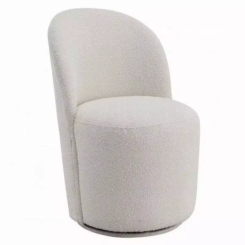 Accent Chair Set of 2, 360 Degree Swivel Rotation, Beige White Boucle