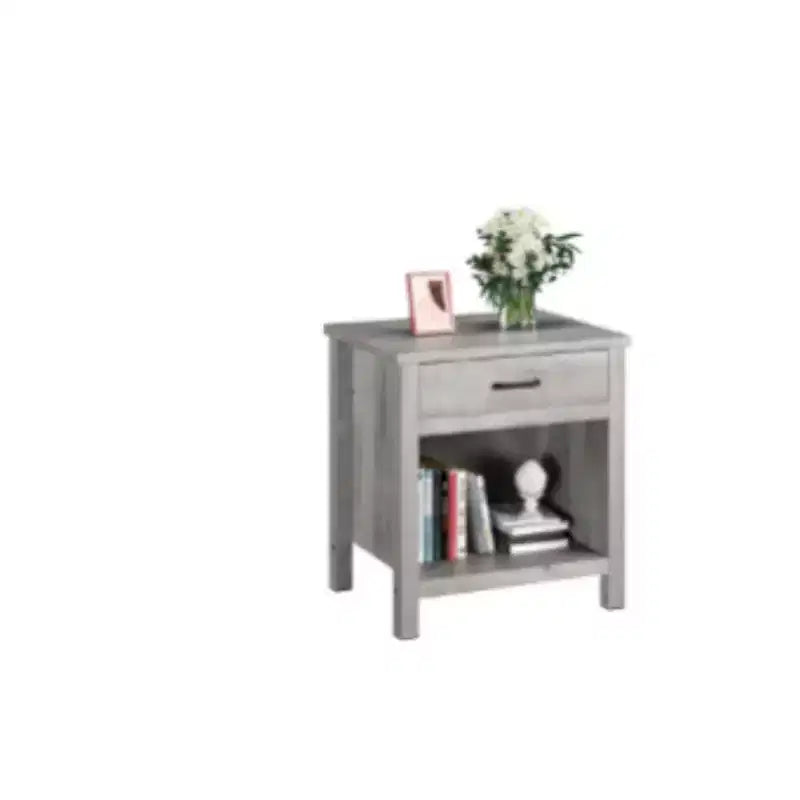 Gray Nightstand - MDF & PB Construction Suitable for Bedroom