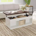 COZONY Coffee Table for Living Room with Lift Top and Storage, Square Industrial Design with X-Shaped Decor, Durable and Stylish, White