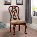 Royal Hampton Traditional Side Chair With fabric, Brown Cherry Finish, Set of 2
