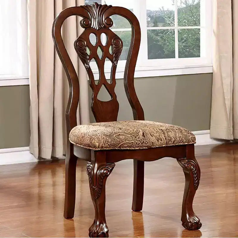 Chaise d'appoint traditionnelle avec tissu, finition cerisier brun, lot de 2