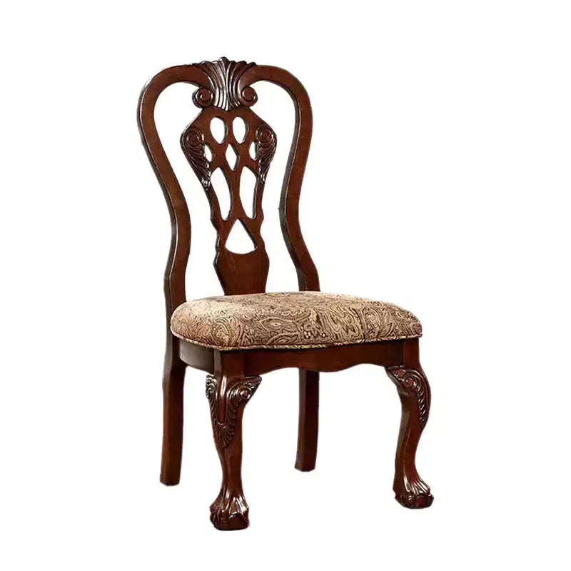 Chaise d'appoint traditionnelle avec tissu, finition cerisier brun, lot de 2