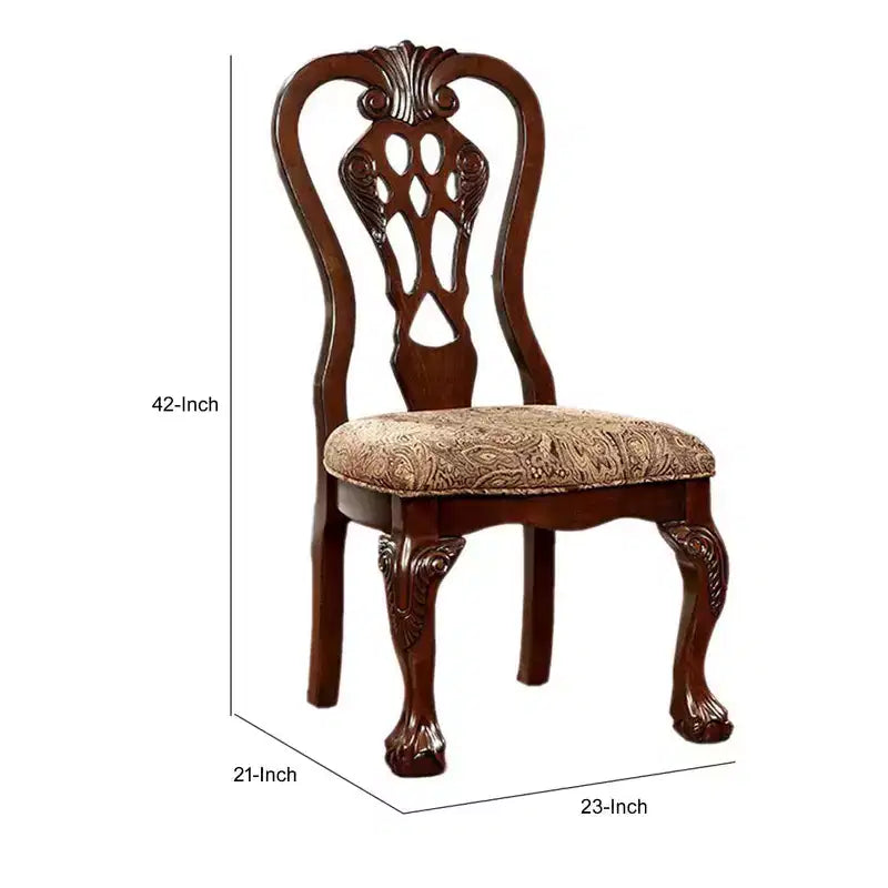 Chaise d'appoint traditionnelle avec tissu, finition cerisier brun, lot de 2