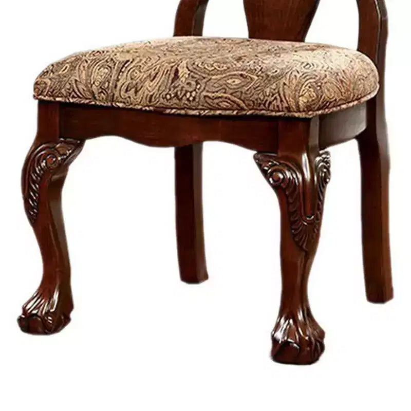 Chaise d'appoint traditionnelle avec tissu, finition cerisier brun, lot de 2