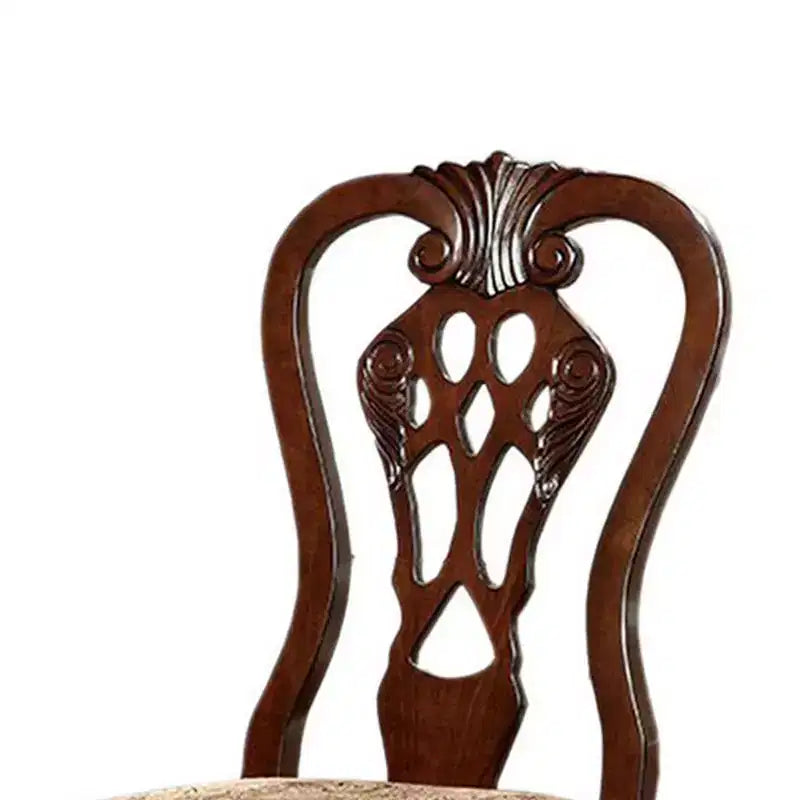 Chaise d'appoint traditionnelle avec tissu, finition cerisier brun, lot de 2