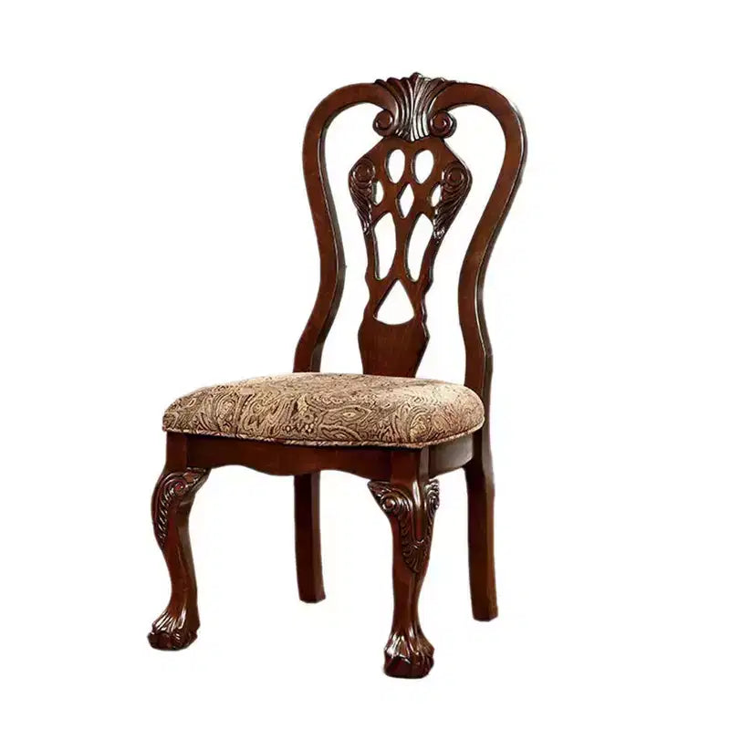 Chaise d'appoint traditionnelle avec tissu, finition cerisier brun, lot de 2