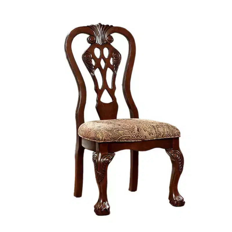 Chaise d'appoint traditionnelle avec tissu, finition cerisier brun, lot de 2