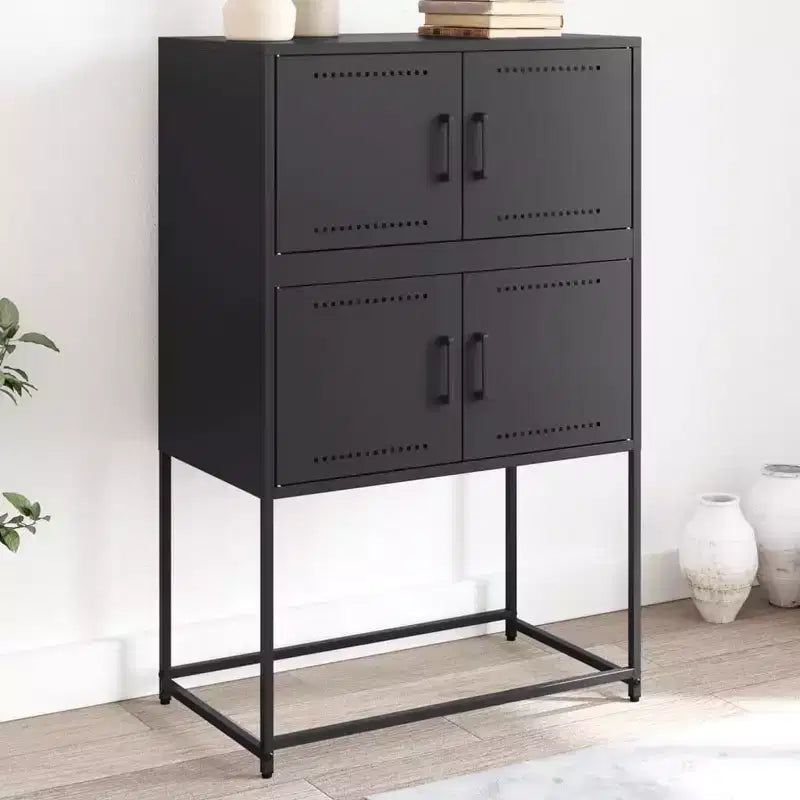 Sideboard Black Steel Medium Sideboard Rectangular Industrial