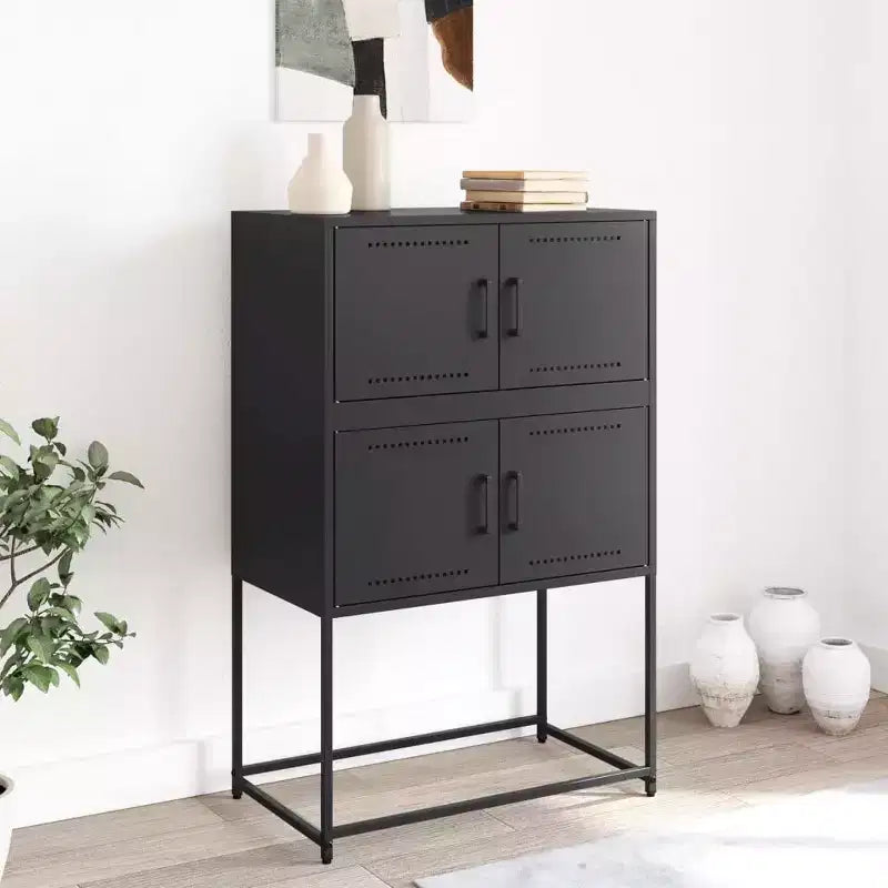 Sideboard Black Steel Medium Sideboard Rectangular Industrial