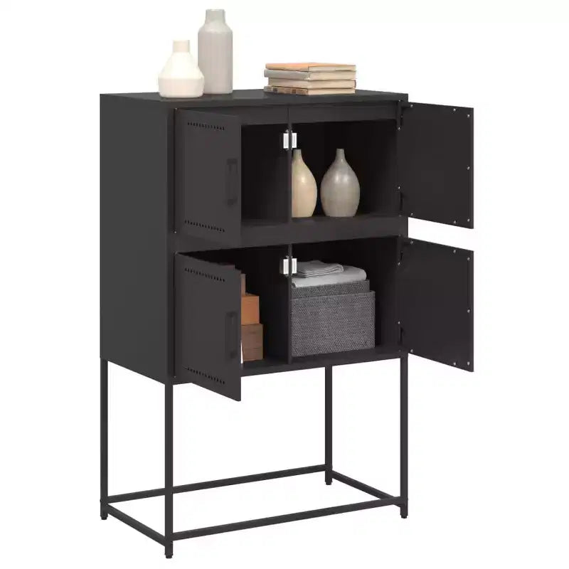 Sideboard Black Steel Medium Sideboard Rectangular Industrial