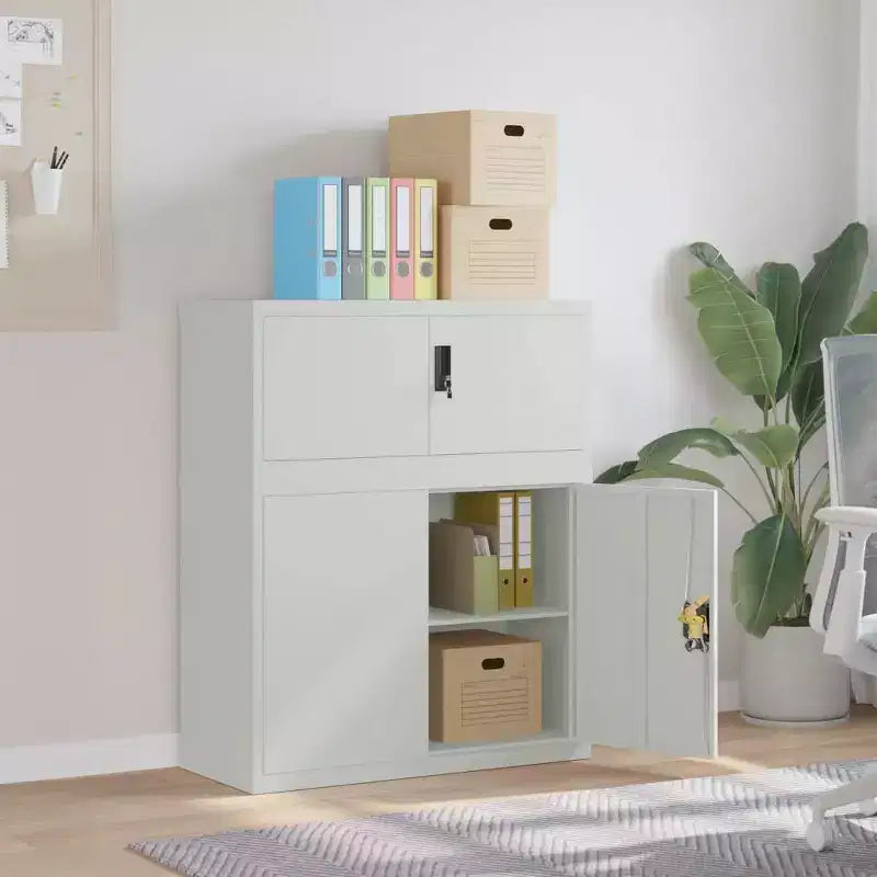 File Cabinet Light Grey Powder-Coated Steel 35.4 x 15.7 x 43.3 in