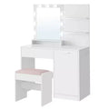 VASAGLE Vanity Desk with Mirror and Lights,35.4-Inch Wide Makeup Vanity with/without Upholstered Vanity Stool,Power Outlets,Storage Drawer,Ink Black